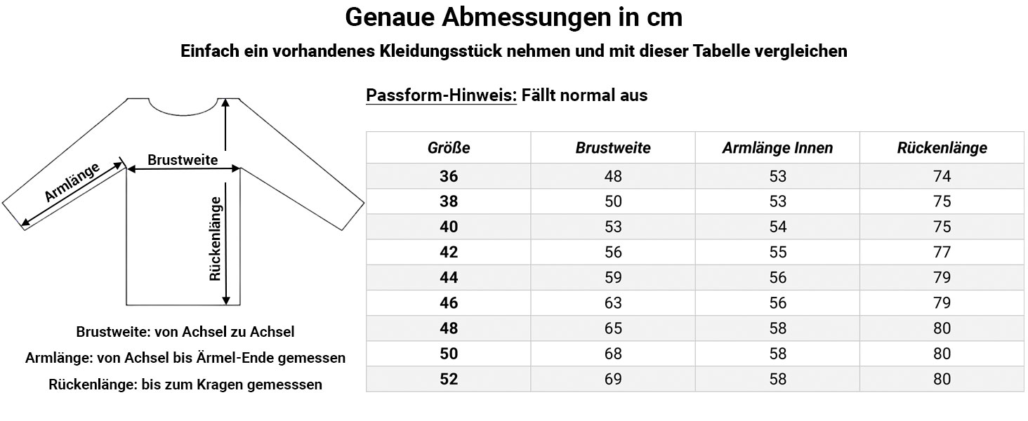 Größentabelle Dry Fashion Funktionsjacke Spiekeroog