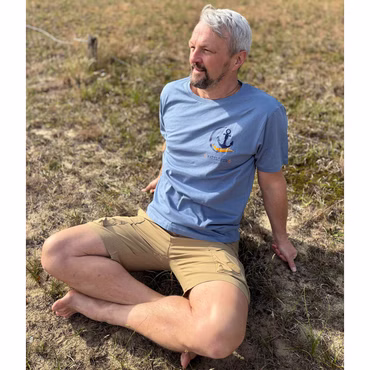 Wattlöper Herren T-Shirt mit Anker-Stickerei auf dem Rücken - Kurzarm-Shirt mit Rundhalsausschnitt, Farbe: 7300-rauchblau