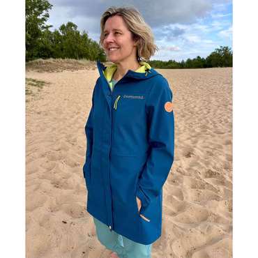 Wattlöper Damen Funktionsmantel wind- und wasserabweisend - Unifarbene Funktionsjacke, Farbe: 3800-petrol