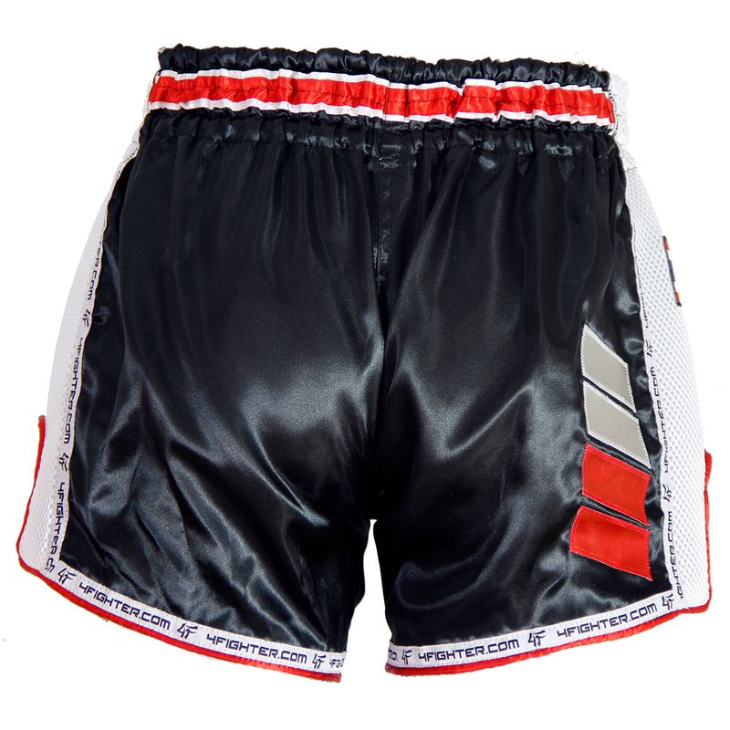 4Fighter Muay Thai Short Low Waist AIR satin with white logo and mesh ...