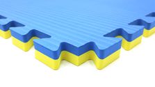 4Fighter 5cm dicke DOULE TATAMI MMA Kampfsportmatte Puzzlematte 100 x 100 x 5 cm / gelb-blau / zweite Wahl