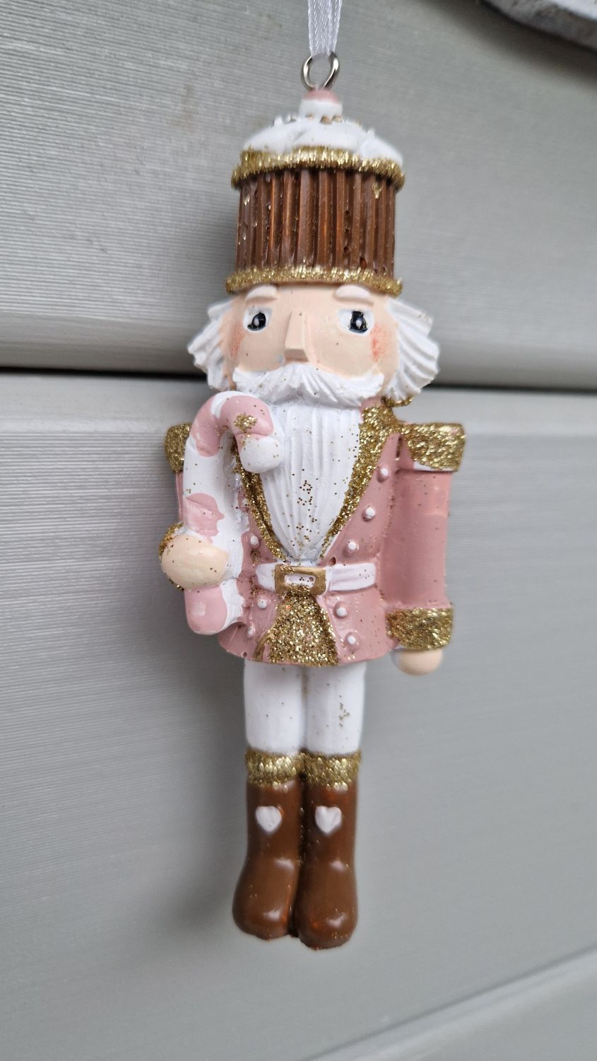 VALICLUD Weihnachts-Nussknacker Aus Holz, Rosa Mit Glitzer – Festliche Deko Für Regale & Tische, 30 Cm