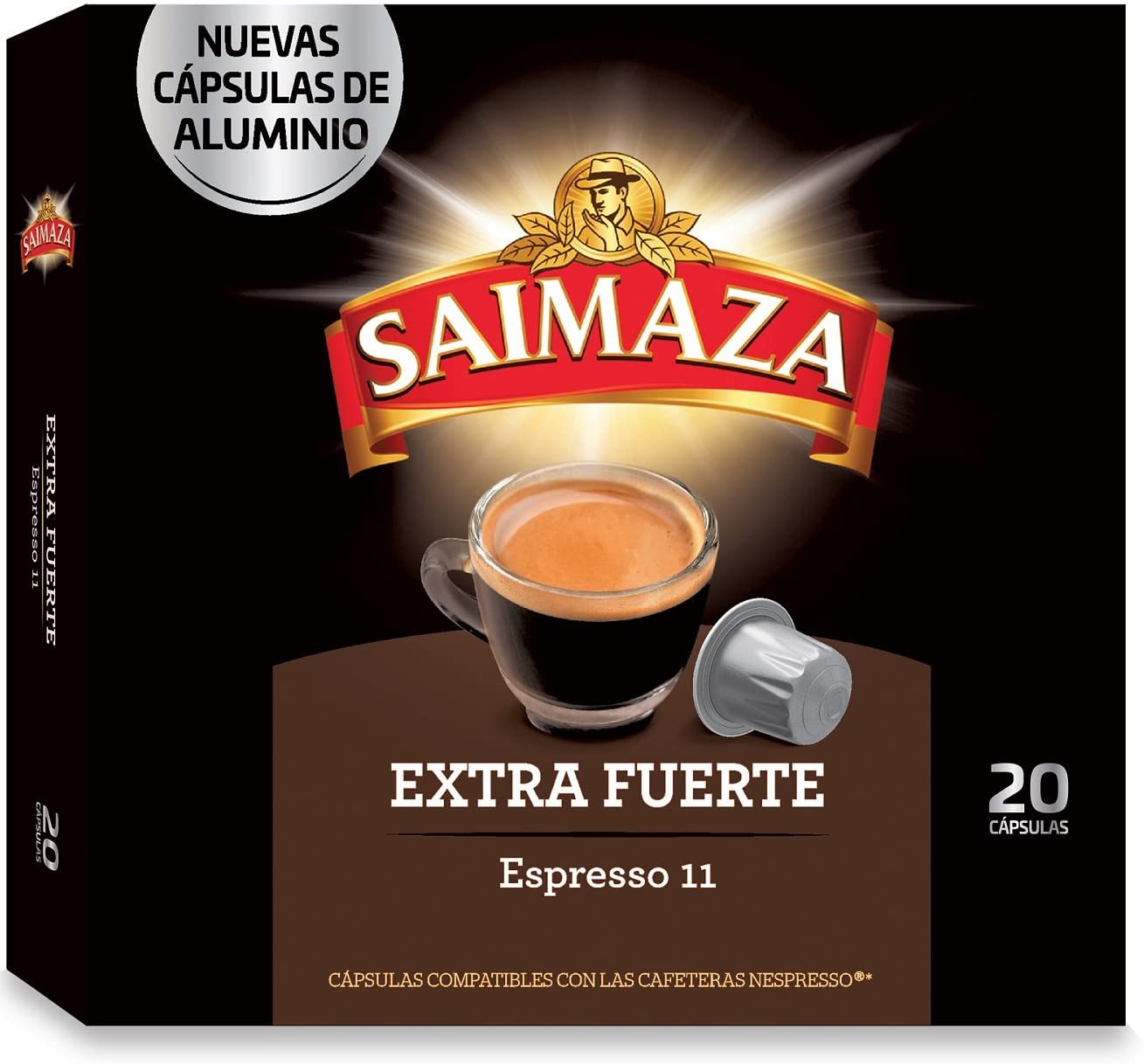 Saimaza, Café Espresso Extra Fuerte, 20 cápsulas, 104g | Tienda online de  Ceres