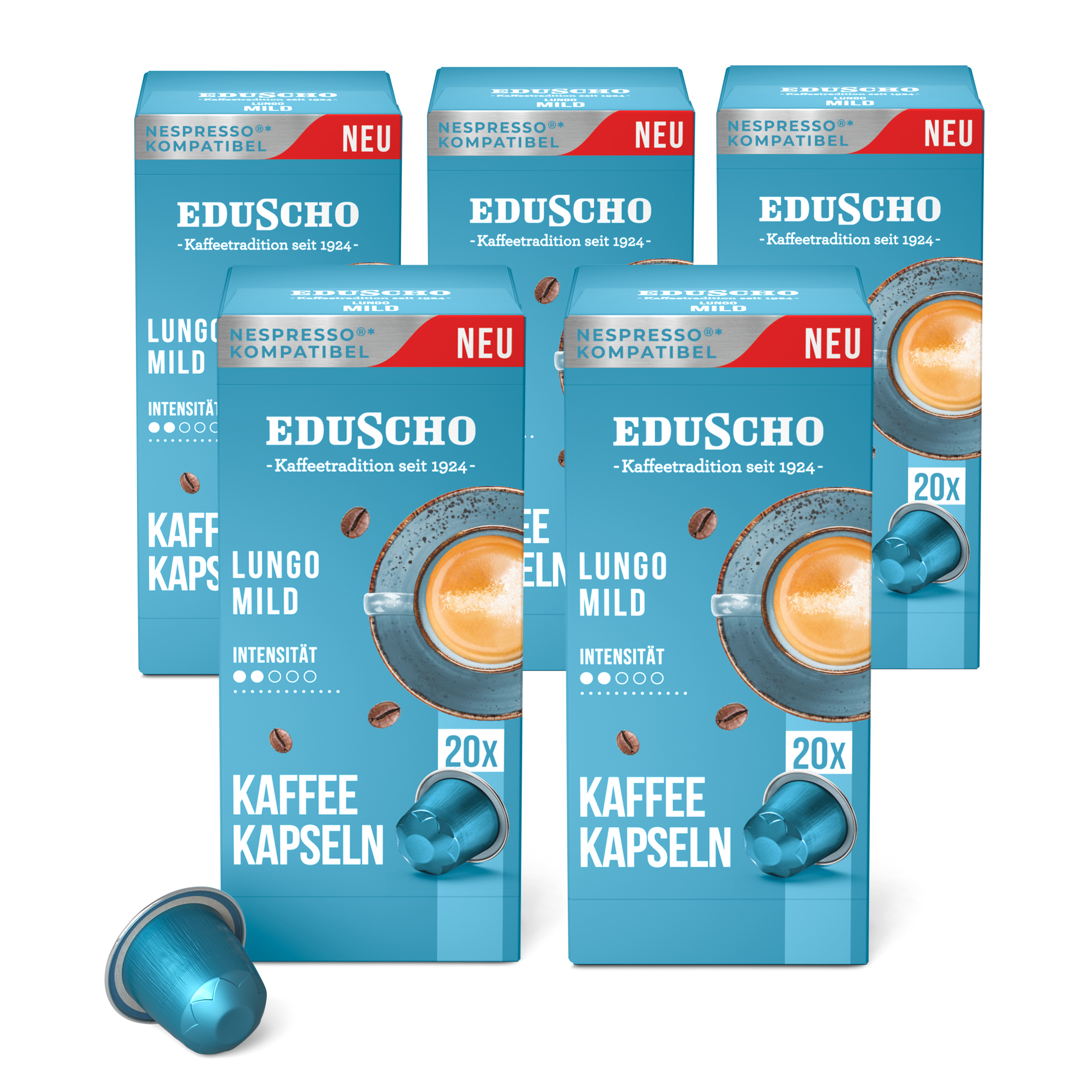 Tchibo Eduscho Lungo Mild Kaffeekapseln, 100 Stück, kompatibel mit Nespresso