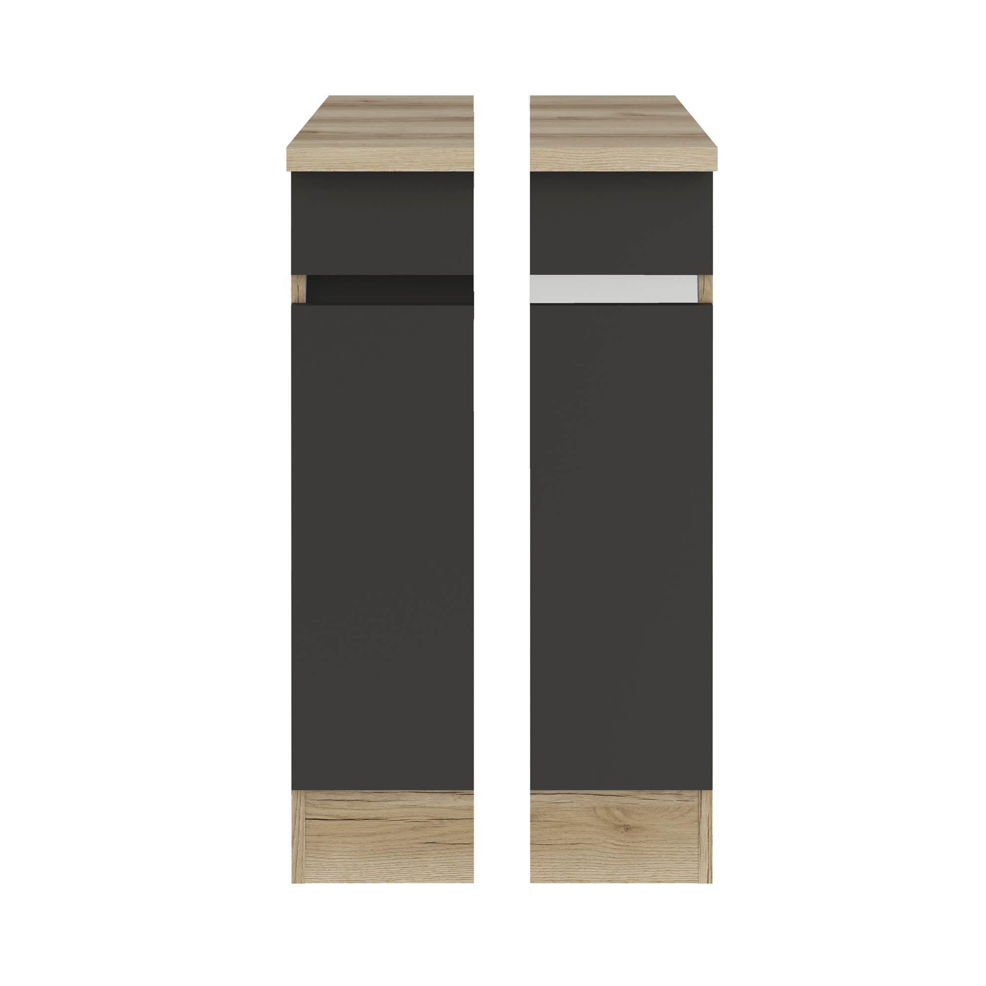 Herd- und Kühlschrankumbauschrank MADRID - matt cm Anthrazit 60 - breit