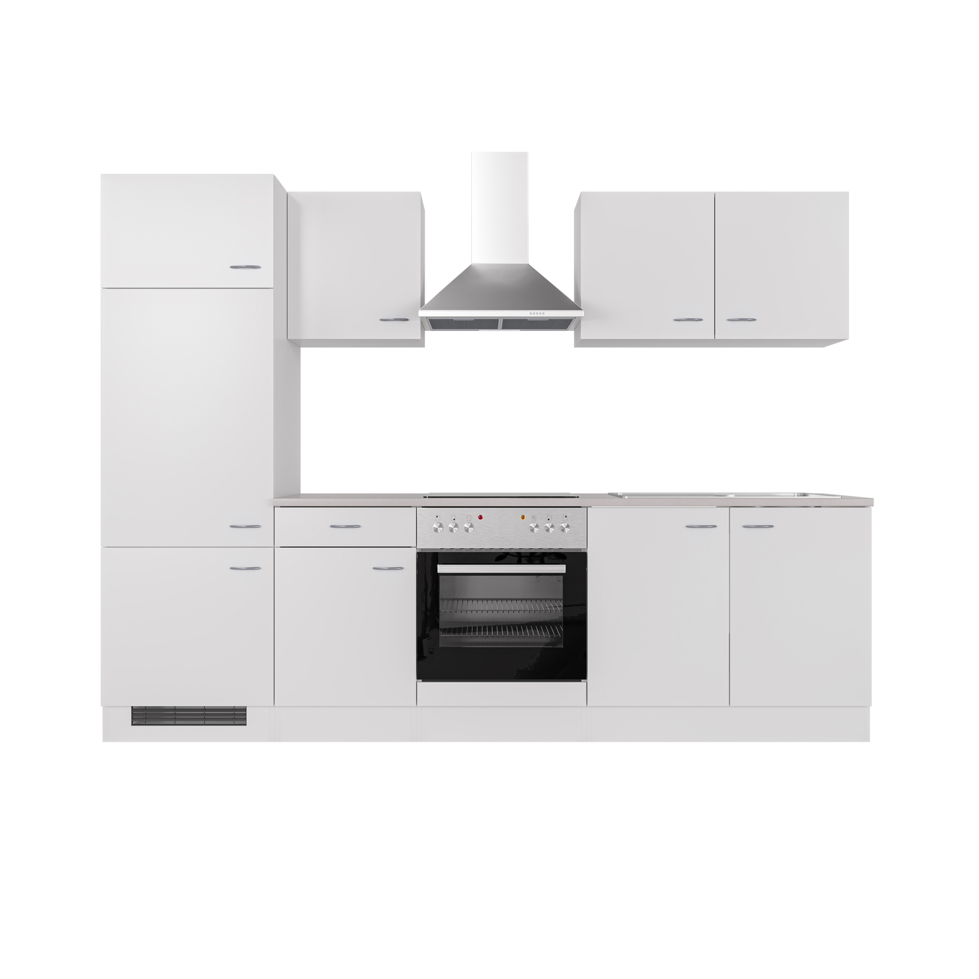 Küchenzeile UNNA - Küche - Weiß cm E-Geräten mit 270 - - Breite 12-teilig