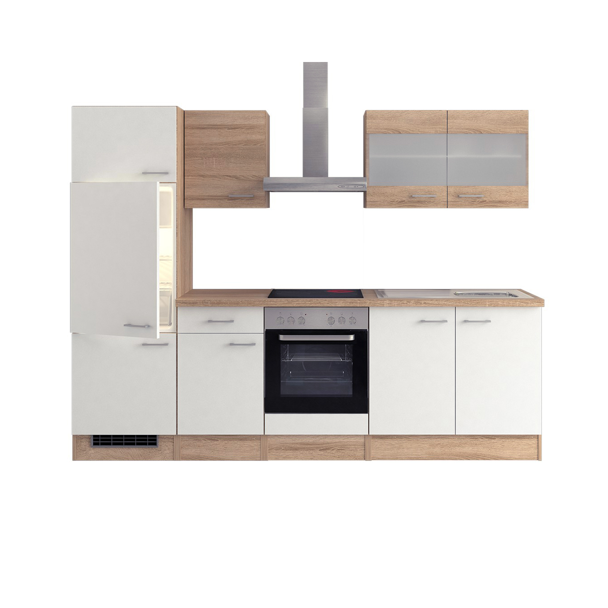Küchenzeile ROM - Küche mit E-Geräten, 12-teilig - Breite 270 cm - Weiß