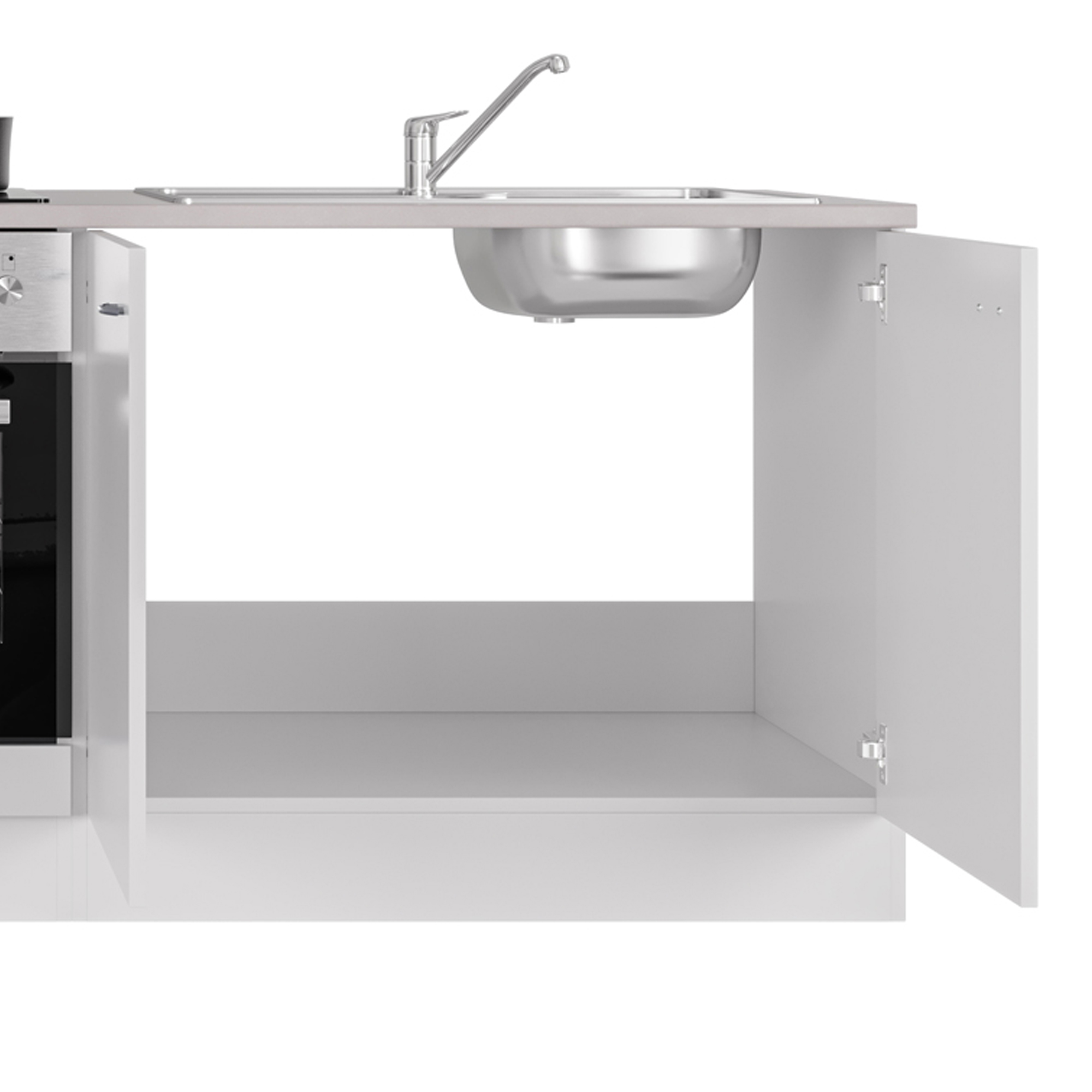 Küchen-Spülenschrank UNNA - 2-türig - - breit 100 cm Weiß
