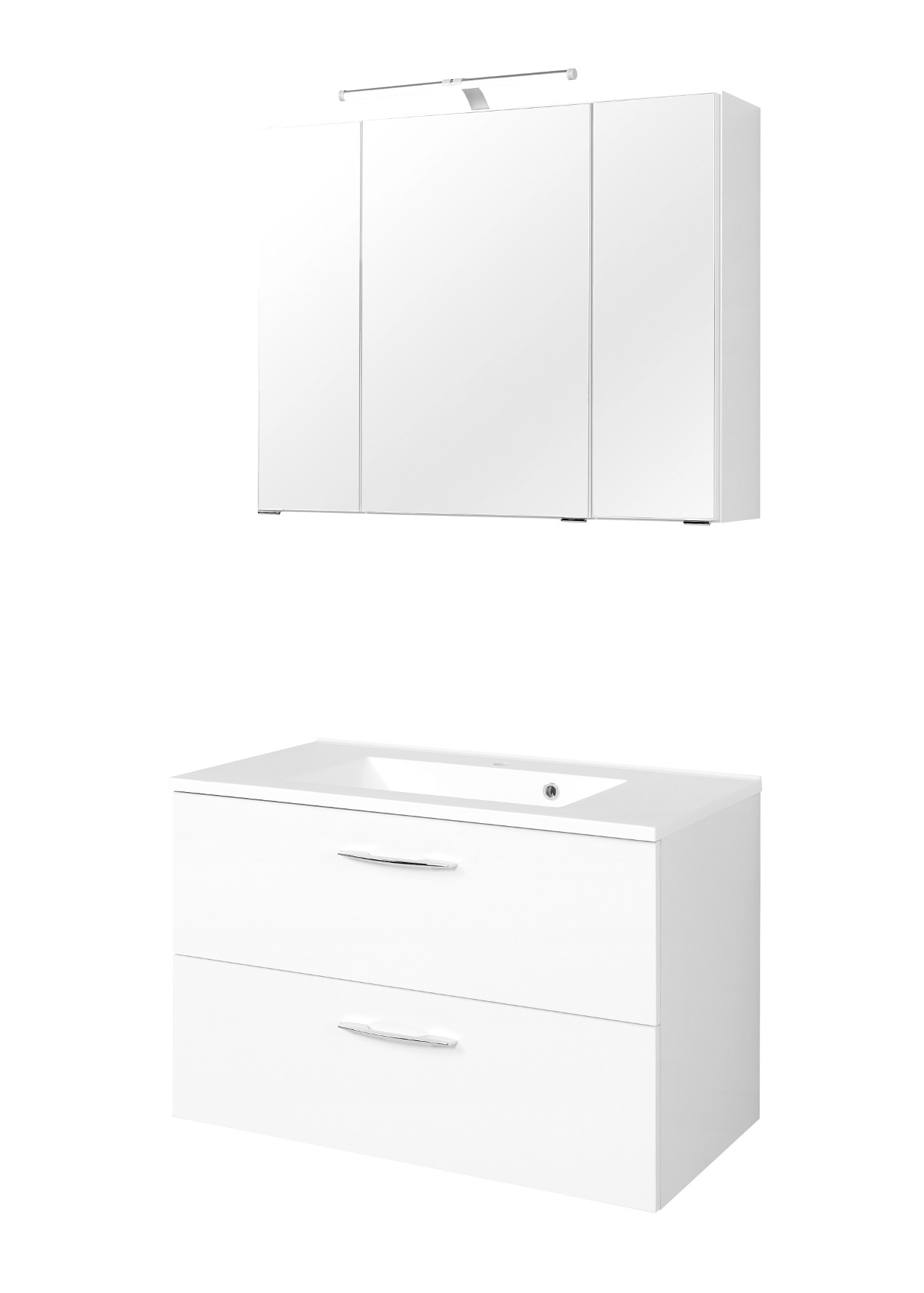 - Weiß - Waschtisch Badmöbel-Set 80 PORTOFINO 4-teilig - cm breit mit -