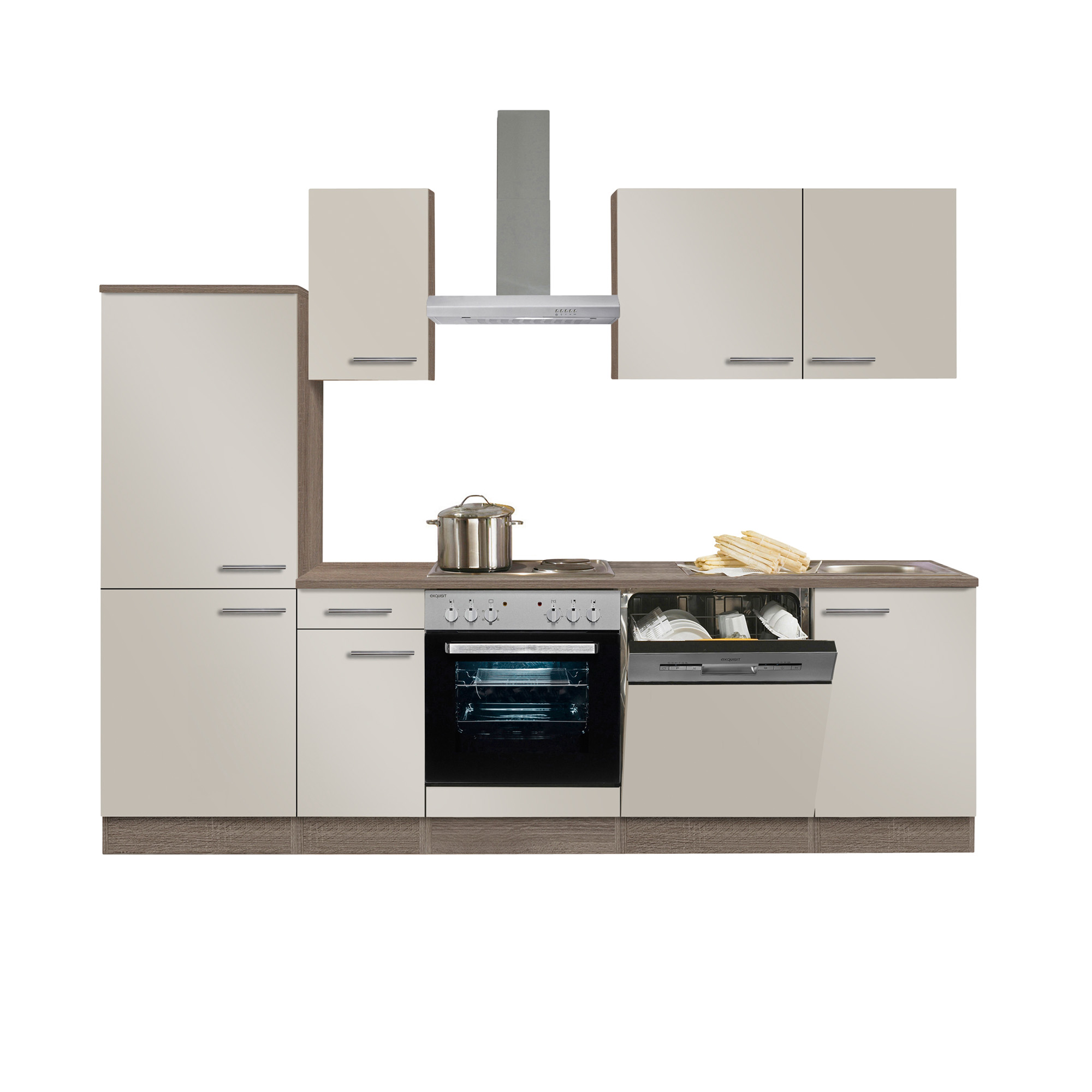 Küchenzeile GRANADA - Vario 6 - Küche mit E-Geräten - Breite 270 cm - Beige | Küchenzeilen mit Geräten