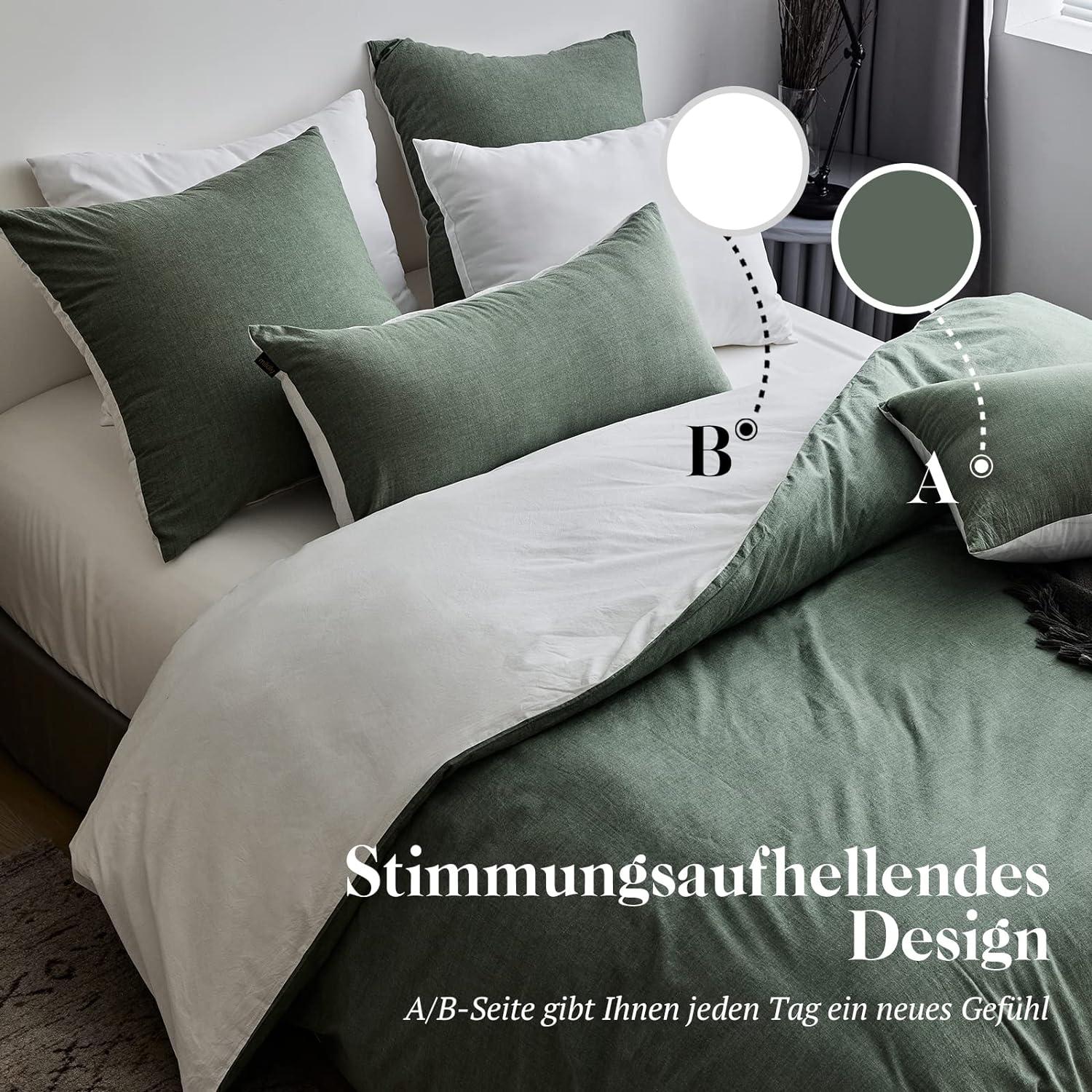 SOULFUL Bettwsche 135x200 Baumwolle Salbei Grn Stone Washed | eBay.de