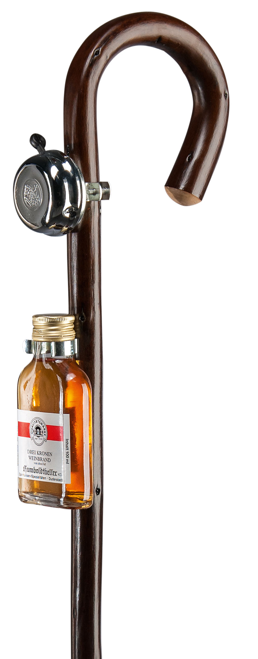Country walking cane FATHER'S DAY with a bell and filled flask Function