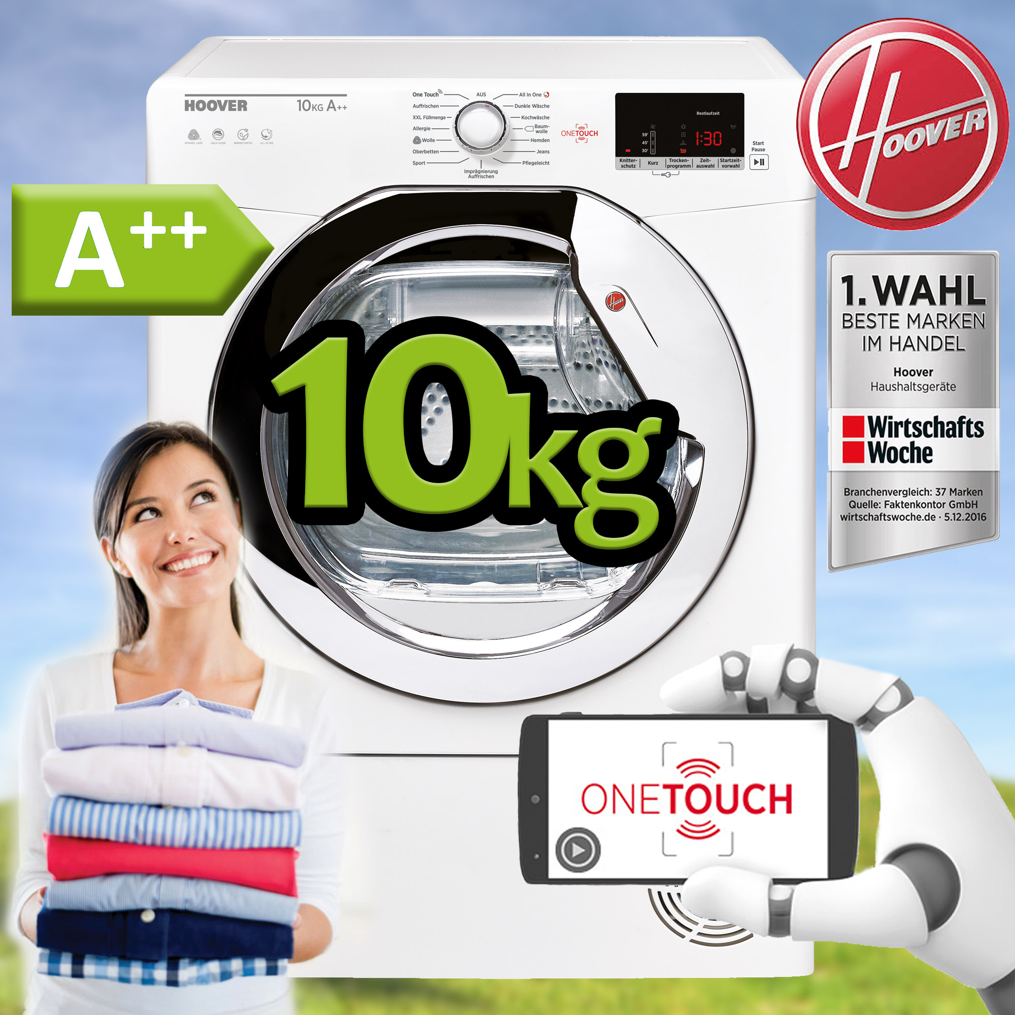 Candy 7kg Wärmepumpentrockner Kondenstrockner NFC-Steuerung Knitterschutz A++