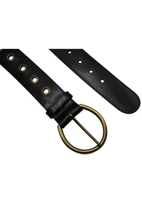 Gürtel mit Nieten | CIRCLE - Nietengürtel mit runder und auffallend  großer Dornschließe und Lochnieten in Gold