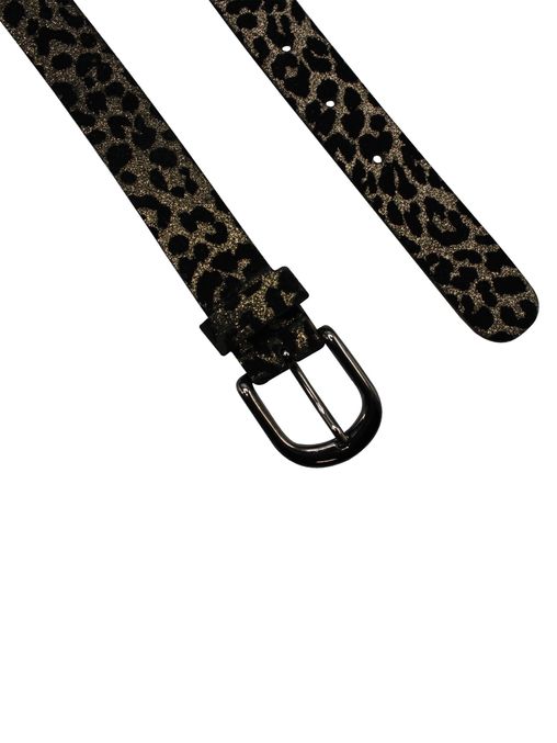 Leoparden Gürtel Damen | ORO LEO - Metallic-Gürtel mit Leoparden-Print