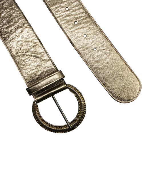 Glitzergürtel |Laminati - Goldener Ledergürtel mit großer Schließe