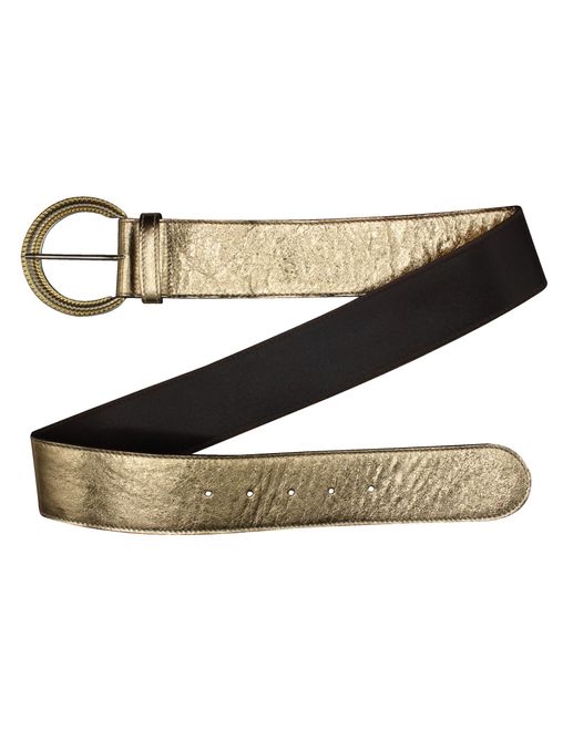 Glitzergürtel |Laminati - Goldener Ledergürtel mit großer Schließe