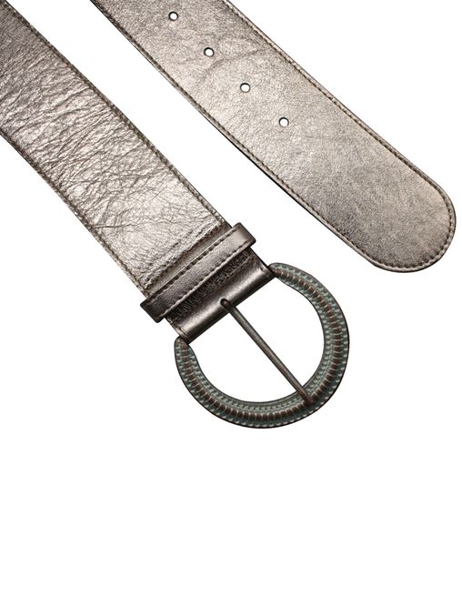 Glitzergürtel |Laminati - Metallic Statementgürtel mit großer runder Schließe