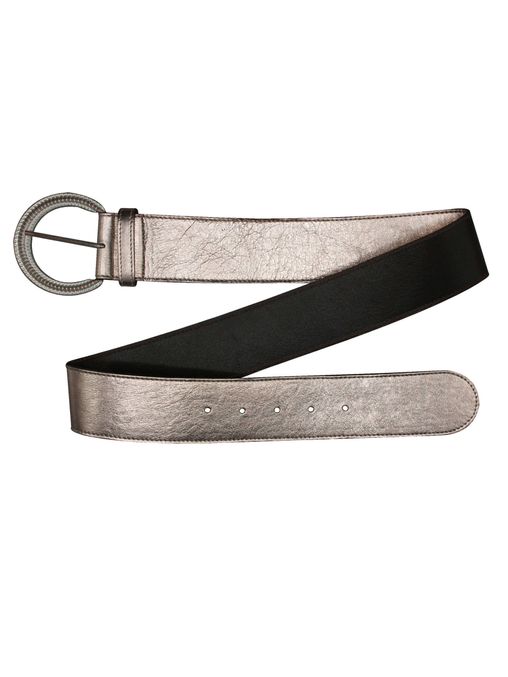 Glitzergürtel |Laminati - Metallic Statementgürtel mit großer runder Schließe