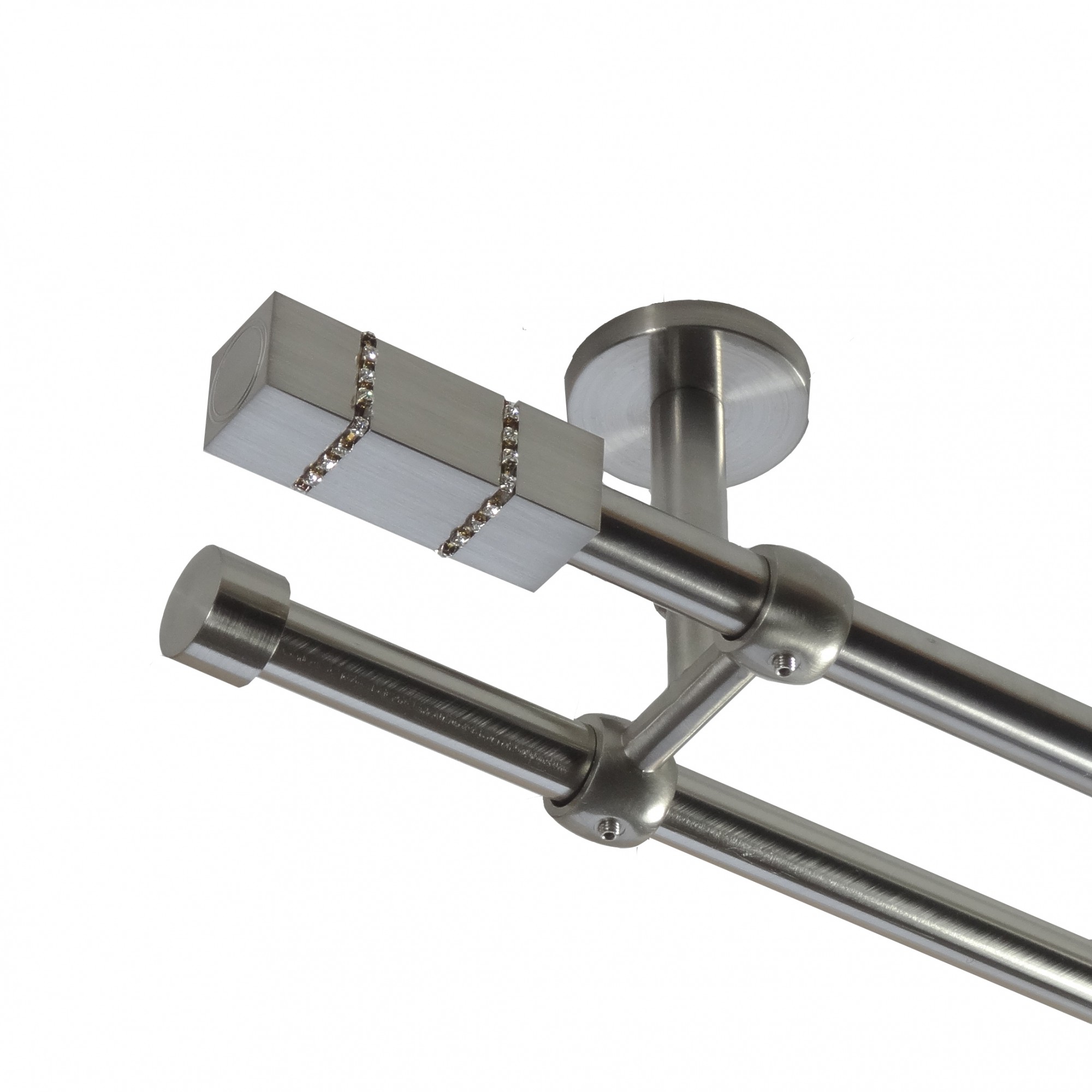 Gardinenstange Edelstahl look 16mm Metall Wand Decken Träger Kristall