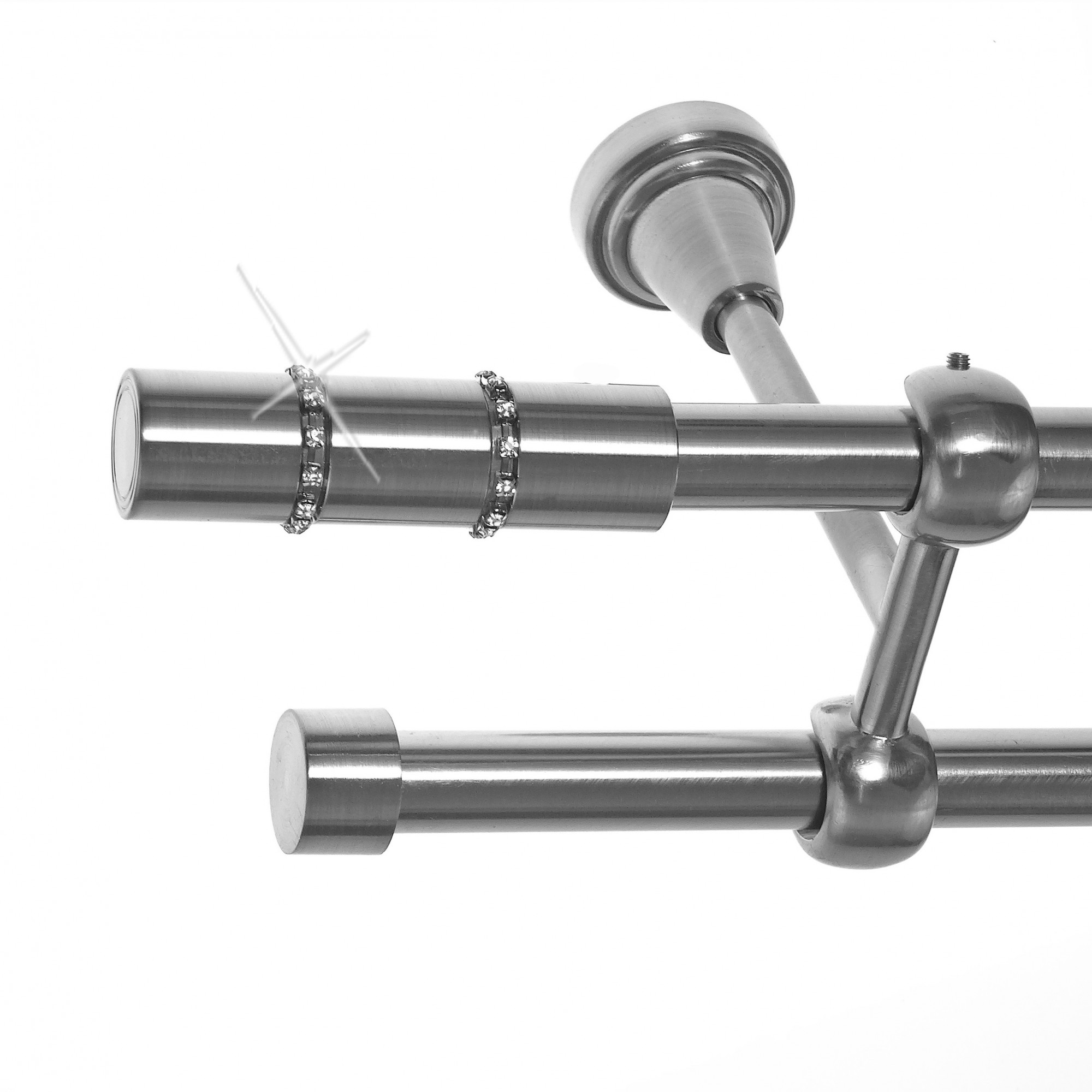 Gardinenstange Set Edelstahl Look Metall 19mm Zur Deckenbefestigung 2 gardinenstange-set-edelstahl-look-metall-19mm-zur-deckenbefestigung-2