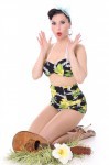 HAWAII Blüten LANAI 50er retro Pin Up Rockabilly Hibiskus Bikini