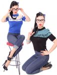 Berit 50s retro Rockabilly Bow Jumper Strick Shirt