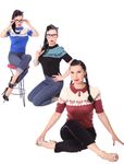 Berit 50s retro Rockabilly Bow Jumper Strick Shirt