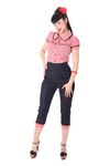 Netty 50er retro Pin Up Denim Gingham Caprihose 3/4 Hose v. SugarShock