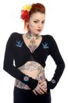 Tattoo Schwalben retro Cardigan Bolero Strickweste v. Banned