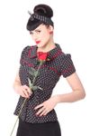 Coleen 50er retro Polka Dots Puffärmel Bluse m. Rückenausschnitt v. SugarShock