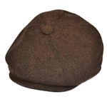 Herringbone retro Newsboy Ballonmütze braun