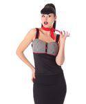 Iljana 50s retro Gingham Corsage Karo Träger Top v. SugarShock