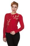 Last Dance Cropped Flower Strickweste retro Puffärmel Cardigan v. Banned