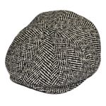 Herringbone 30s retro Newsboy Ballonmütze schwarz weiß