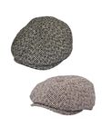 Herringbone 30s retro Newsboy Ballonmütze schwarz weiß