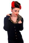 Leoparden Plüsch Strickweste retro Leo Kragen Cardigan v. Banned