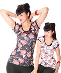 Rose Tattoo Girl Doll Puffärmel T-Shirt v. Liquor Brand