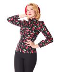 Tanita 50s Style retro Kirschen Stehkragen Cherry Keyhole Bluse v. SugarShock
