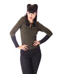 Charlize Rockabilly Schlüsselloch 2-tone retro Longsleeve v. SugarShock