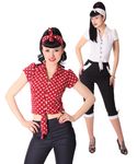 Reeva 50s Style Polka Dots retro Binde Bluse v. SugarShock