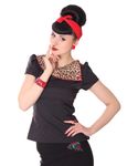 Nevilla 60s retro Leo Kragen Puffärmel Bluse v. SugarShock