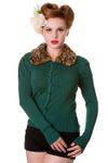Leoparden Plüsch Strickweste Leo Kragen Cardigan v. Banned