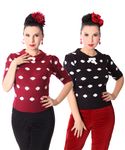 50er retro Gina Polka Dots Strick Shirt Pullover Jumper Strickpulli v. SugarShock