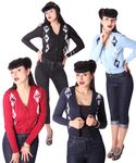 Nannette 50er retro Argyle Cardigan Cherry Weste v. SugarShock
