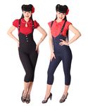 Noraia retro Suspender High Waist Caprihose Hosenträger Capri 3/4 Hose v. SugarShock