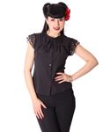 Shazene 50s retro Bluse mit Herzchen Tüll Flügelärmelchen v. SugarShock