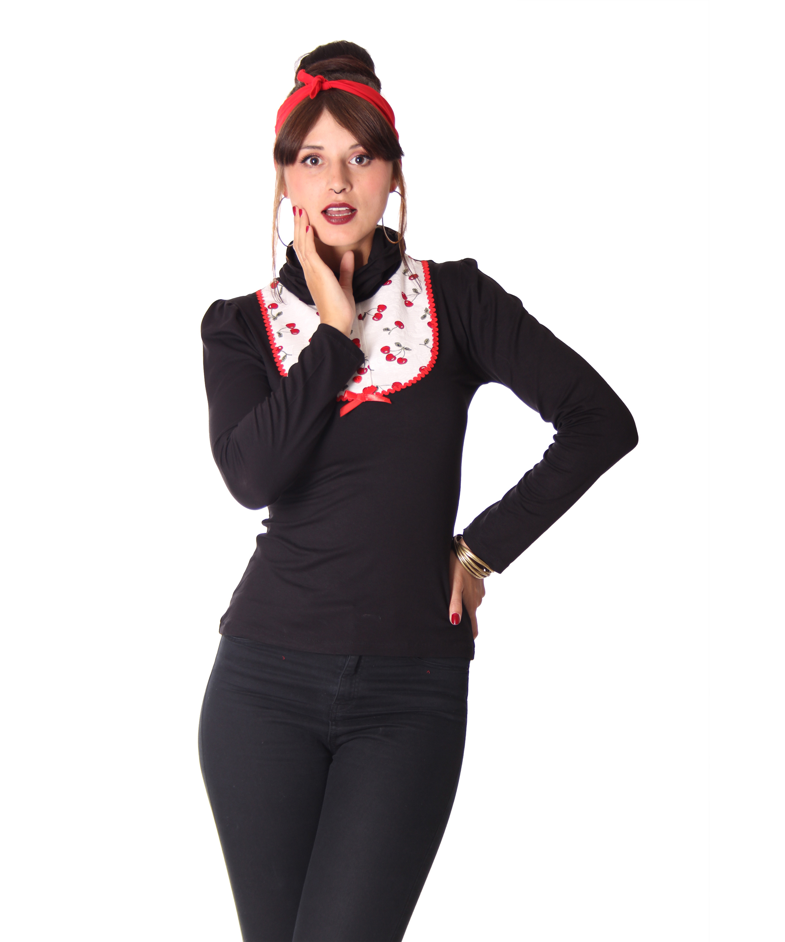 Adea Cherries retro turtleneck shirt 