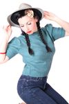 30er retro vintage Rockabilly Strick Pullover Stehkragen Shirt Pinup