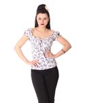 SugarShock Kailey 50er retro Palmen Carmen Shirt Puffärmel Bluse